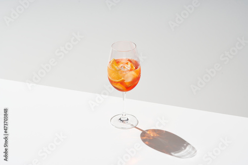 Glass of cold spritz cocktail