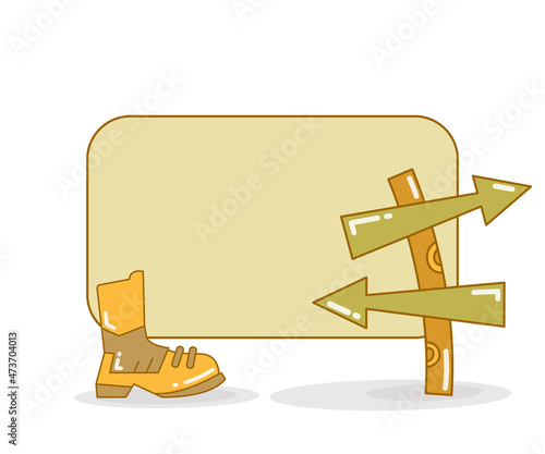 blank board with signpost and boot vector illustration