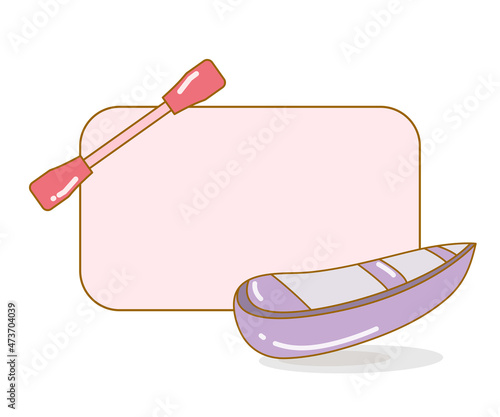 Obraz na plátně blank board with rowboat and paddle vector illustration