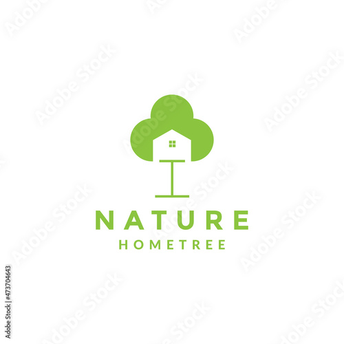 green tree with home bird logo symbol icon vector graphic design illustration idea creative