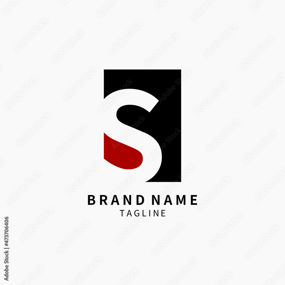 Simple Initial Letter S Logo Monogram , Black and Red Isolated on Grey Background, Minimalist Symbol,Emblem, Sign Vector Design Simple Initial Letter S Logo Monogram , Black and Red Isolated on Grey Background, Minimalist Symbol,Emblem, Sign Vector Design