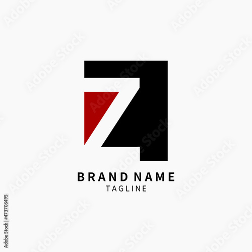 Simple Letter Z Logo Monogram , Black and Red Isolated on Grey Background, Minimalist Symbol,Emblem, Sign Vector Design