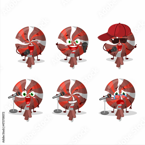 A Cute Cartoon design concept of red twirl lolipop wrapped singing a famous song