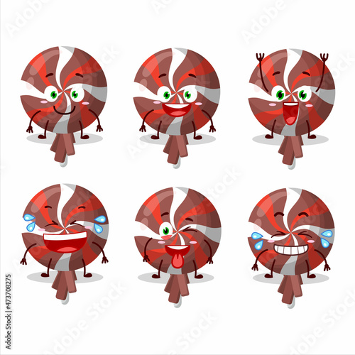 Cartoon character of red twirl lolipop wrapped with smile expression