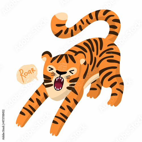 Cute tiger cartoon. Tiger is symbol of 2022 New year