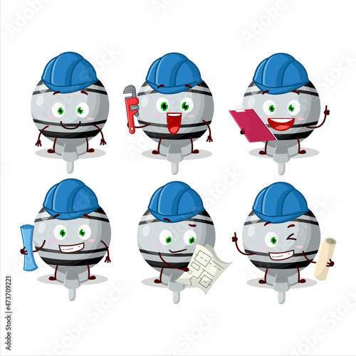 architect white lolipop wrapped cute mascot character with pliers