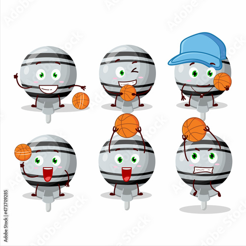 Talented white lolipop wrapped cartoon character as a basketball athlete