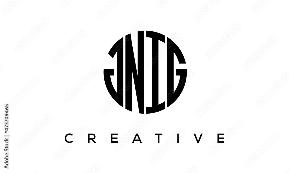 Letters JNIG creative circle logo design vector, 4 letters logo Letters JNIG creative circle logo design vector, 4 letters logo