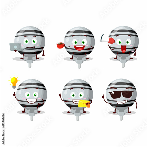 White lolipop wrapped cartoon character with various types of business emoticons