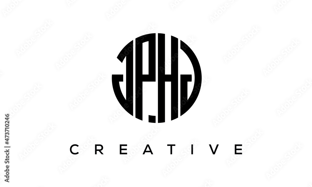 Letters JPHJ creative circle logo design vector, 4 letters logo Letters JPHJ creative circle logo design vector, 4 letters logo