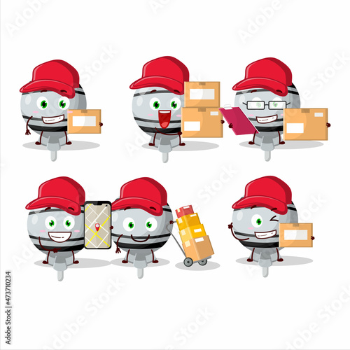 Cartoon character design of white lolipop wrapped working as a courier
