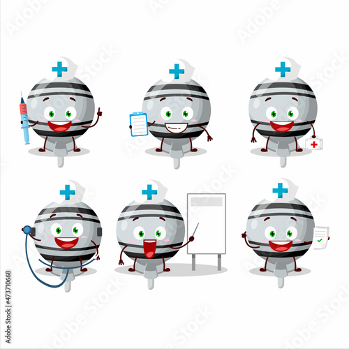 Doctor profession emoticon with white lolipop wrapped cartoon character
