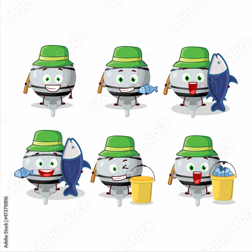 A fisherman white lolipop wrapped cartoon picture catch a big fish