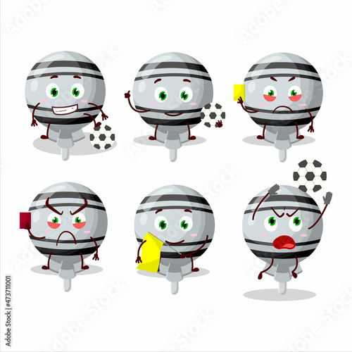 White lolipop wrapped cartoon character working as a Football referee