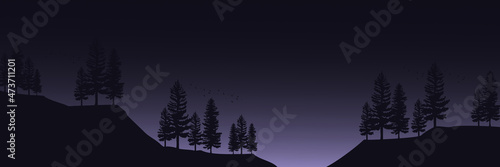night landscape flat design vector illustration good for wallpaper, backdrop, background, banner, tourism, and design template