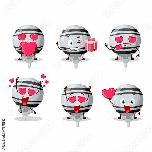 White lolipop wrapped cartoon character with love cute emoticon