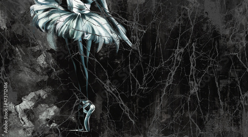 Fototapeta samoprzylepna namalowana baletnica na ciemnym strukturalnym tle