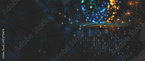 Neural network concept. Connected cells with links. High technology process. Abstract background