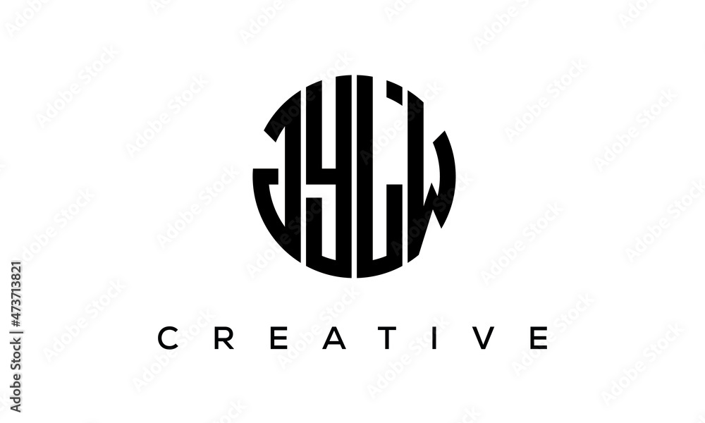Letters JYLW creative circle logo design vector, 4 letters logo Letters JYLW creative circle logo design vector, 4 letters logo