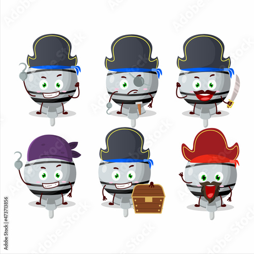 Cartoon character of white lolipop wrapped with various pirates emoticons