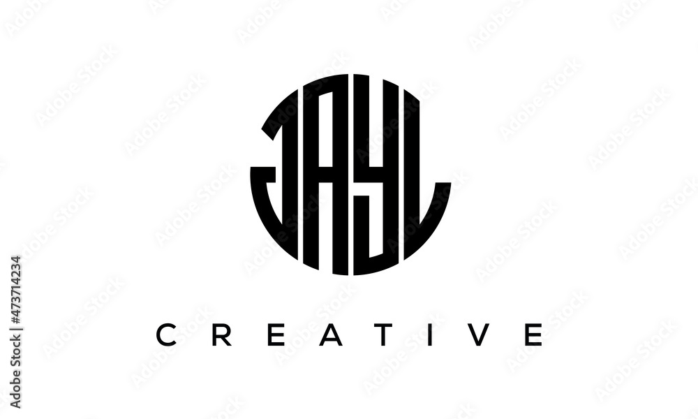 Letters JAYL creative circle logo design vector, 4 letters logo Letters JAYL creative circle logo design vector, 4 letters logo