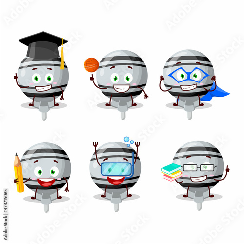 School student of white lolipop wrapped cartoon character with various expressions
