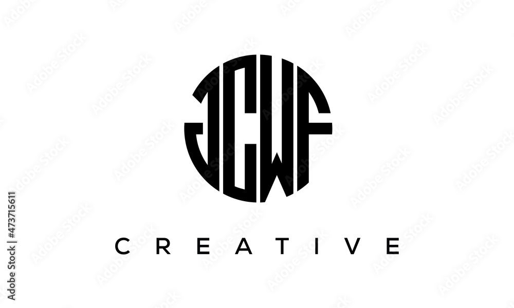 Letters JCWF creative circle logo design vector, 4 letters logo Letters JCWF creative circle logo design vector, 4 letters logo