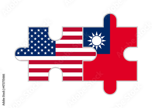puzzle pieces of united states and taiwan flags. vector illustration isolated on white background	

