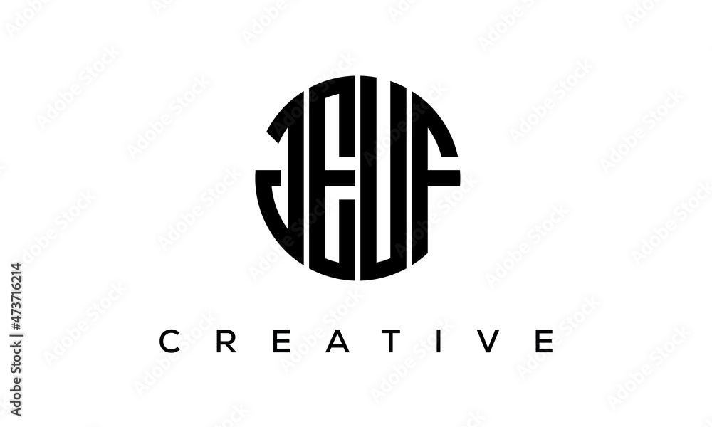 Letters JEUF creative circle logo design vector, 4 letters logo Letters JEUF creative circle logo design vector, 4 letters logo
