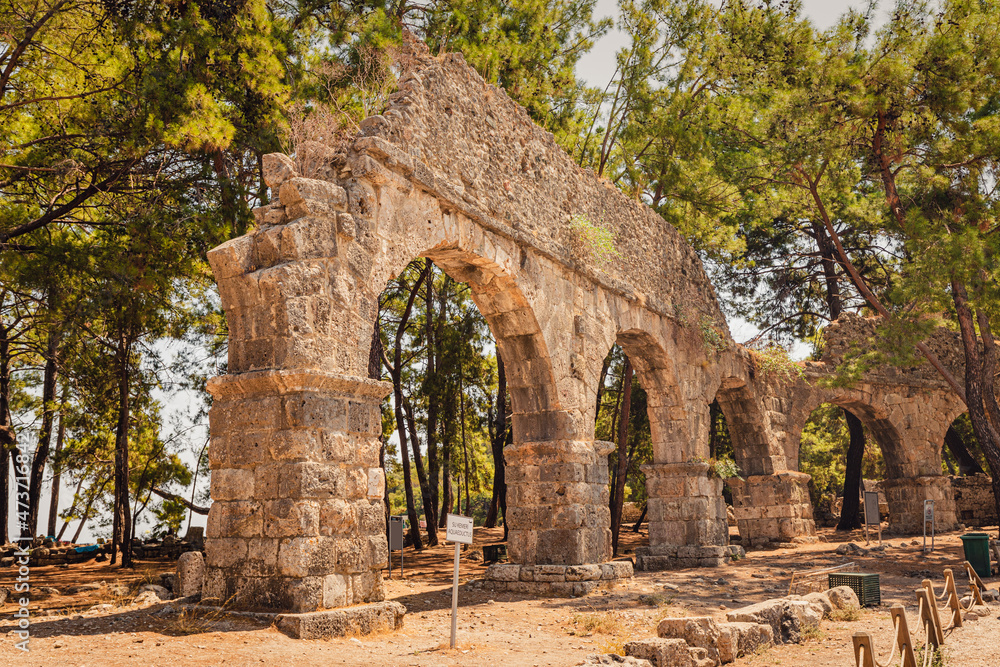 Su Kemeri Roman aqueduct in the ancient city of Phaselis in Turkey