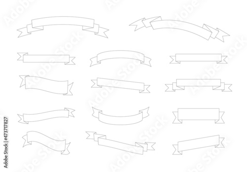 Set of Outline Banners Isolated on White Background, Blank Frames Set. © Nikita
