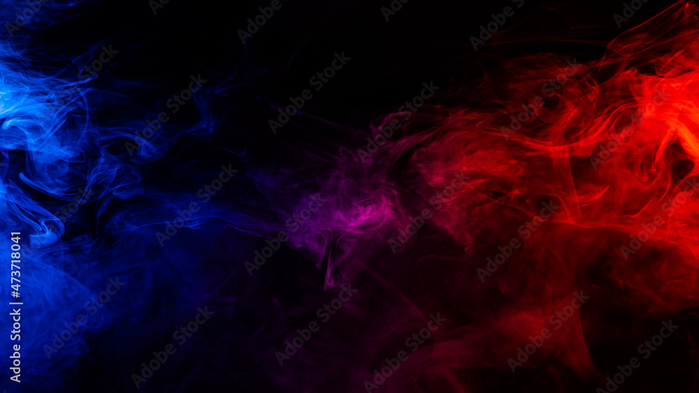 Fog in red blue neon light on black background. Fog in red blue neon light on black background.