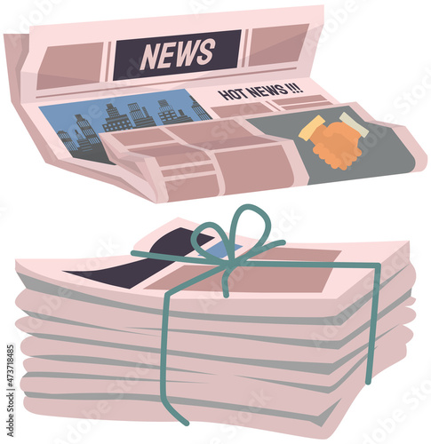 Vintage newspaper of business. News articles newsprint magazine old design. Printing text in preess. Brochure newspaper pages with headline of hot news. Paper retro journal vector grunge template