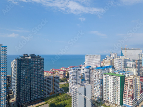 Drone view of the city of Batumi on a sunny summer day