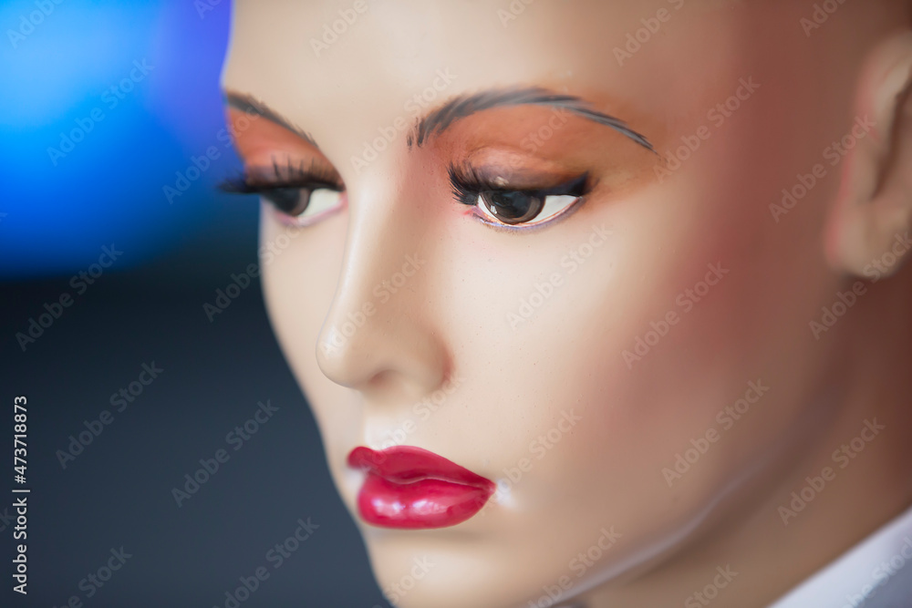 Manikin woman face close up. Manikin woman face close up.