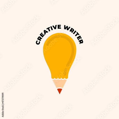Creative writer logo ideas with bulb and pencil