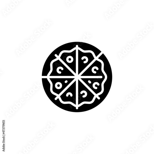 pizza icon designed in solid black style and glyph style in food and drink icon category