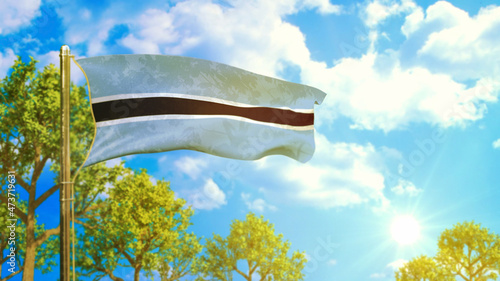 flag of Botswana at sunny day, clean atmosphere symbol - nature 3D illustration