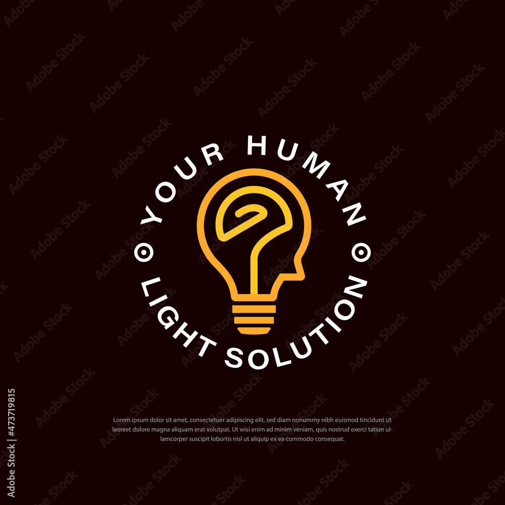 Bulb head logo design intelligent human thinking vector illustration icon, symbol Bulb head logo design intelligent human thinking vector illustration icon, symbol