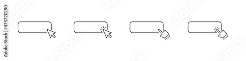 Click cursor button vector icon. Mouse click sign push hand symbol isolated on white background set.