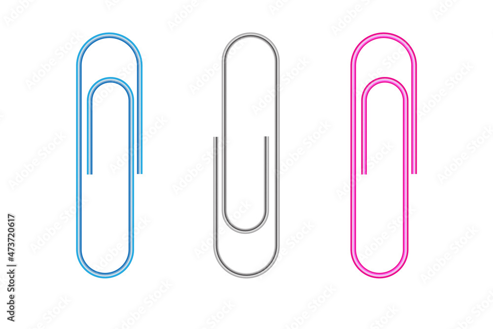 Paper clip icon set. Blue, black and pink. Modern art. Realistic design. Hand drawn. Vector illustration. Stock image. EPS 10. Paper clip icon set. Blue, black and pink. Modern art. Realistic design. Hand drawn. Vector illustration. Stock image. EPS 10.