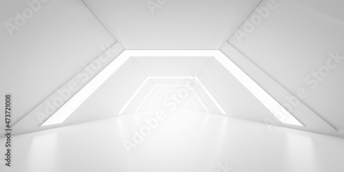 Fototapeta Naklejka Na Ścianę i Meble -  Light Corridor modern background. Futuristic Sci-Fi Tunnel. 3D Rendering