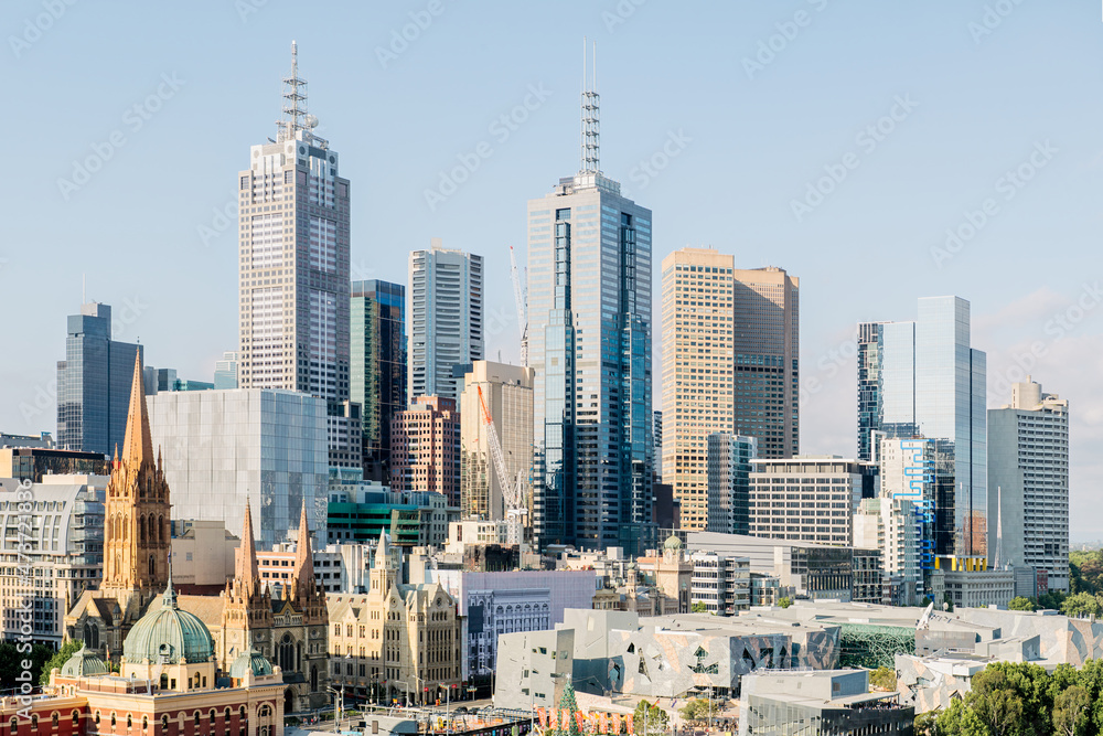Melbourne downtown in the morning Melbourne downtown in the morning