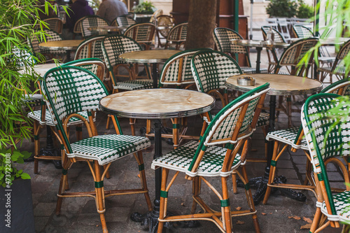 terrace of cafe in Paris in summer, France photo