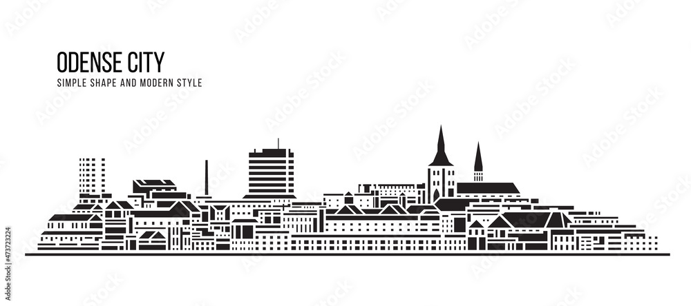 Cityscape Building Abstract Simple shape and modern style art Vector design - Odense city