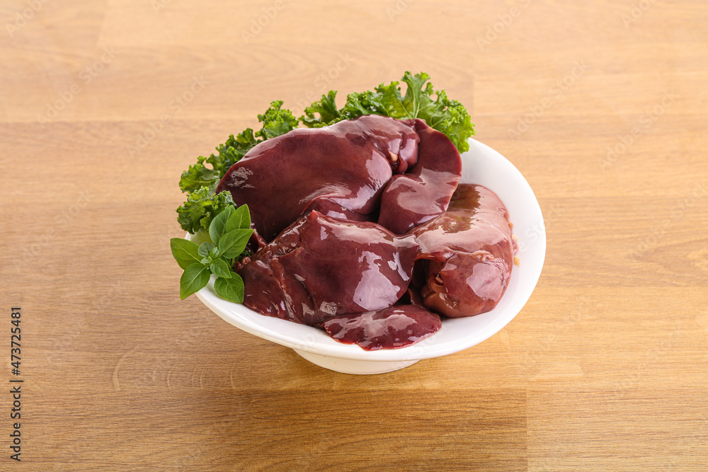 Raw chicken liver in the bowl Raw chicken liver in the bowl