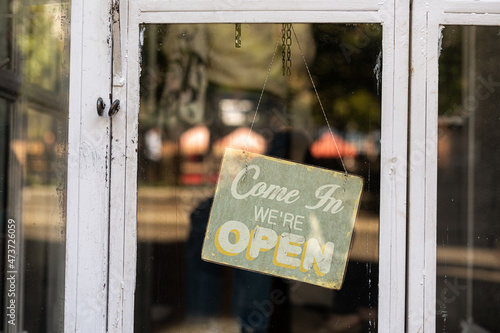 Open sign on store window