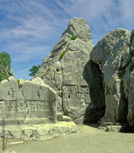 Ancient rock sanctuary Yazilikaya in Hattusa, ancient capital of the Hittite Civilization - Corum, Turkey, UNESCO World Heritage Site photo