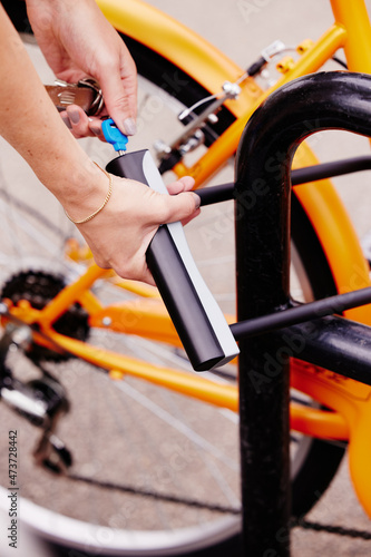 female locking bike photo