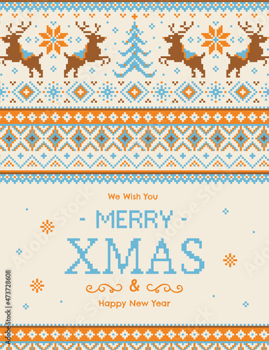 Vintage xmas pixel art poster